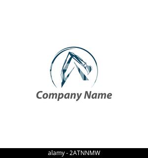 Macchina escavatore pesante con emblema tipo pala, Vector.EPS 10 Illustrazione Vettoriale