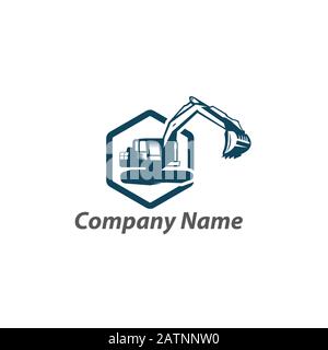 Macchina escavatore pesante con emblema tipo pala, Vector.EPS 10 Illustrazione Vettoriale