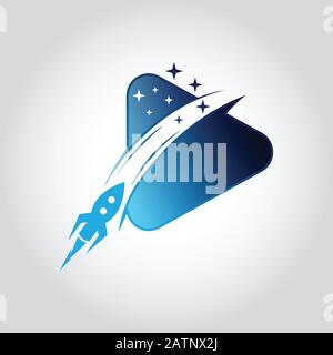 Viaggio spaziale alla luna.spazio lancio razzo.progetto start up e sviluppo process.Innovation productcreative idea.Management. Illustrazione Vettoriale