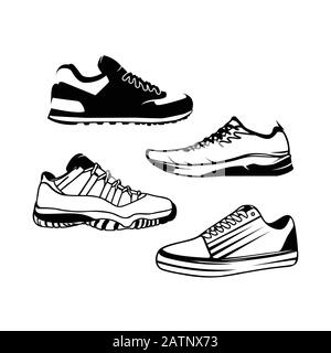 Icona scarpa simbolo scarpa moderno e alla moda per logo, web, app, UI. Icona scarpa segno semplice. Icona scarpa immagine vettoriale piatta per grafica e web design. Illustrazione Vettoriale