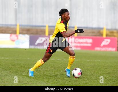 St ALBANS, INGHILTERRA - 03 FEBBRAIO: Joseph Hungbo di Watford Sotto 23during Professional Development League tra Watford Sotto 23s e Charlton Athl Foto Stock