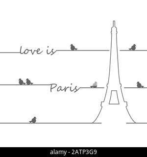 Parigi icona architettonica con caratteri Illustrazione Vettoriale