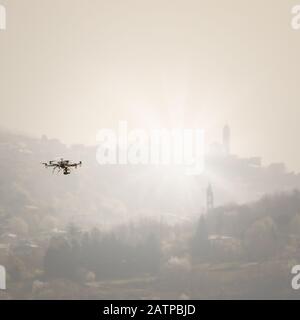 vista aerea e ispezione con drone Foto Stock