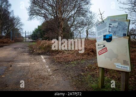 UFO Trail informazioni bordo, East Gate, RAF Woodbridge, Suffolk, Regno Unito. Foto Stock