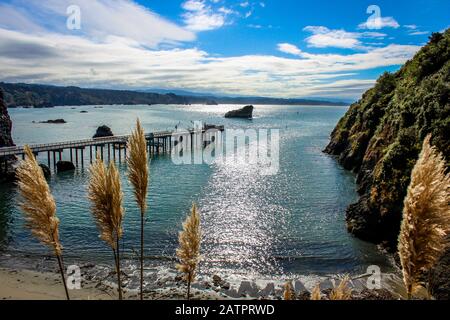 Una bella giornata al Trinidad Wharf Trinidad, California, Stati Uniti Foto Stock