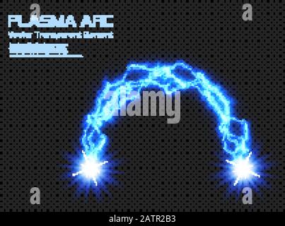 Blue Cold plasma Energy Arc - trasparente Vector Electric Discharge Voltaic Arc - Abstract Shining background Illustrazione Vettoriale