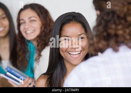 Close-up di una ragazza sorridente Foto Stock