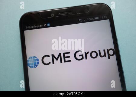 Logo CME Group sullo smartphone Foto Stock