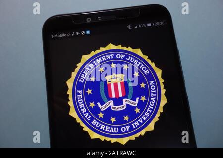 Logo FBI sullo smartphone Foto Stock