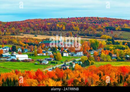 Autunno colorato fogliame nel comune di Saint-Isidore-de-Clifton; Saint-Isidore-de-Clifton, Quebec, Canada Foto Stock