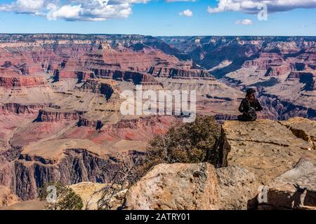 Vista del Grand Canyon da Hopi Point sul South Rim Trail; Arizona, Stati Uniti d'America Foto Stock