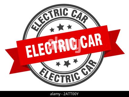 etichetta auto elettrica. cartello con la fascetta rotonda elettrica. timbro auto elettrica Illustrazione Vettoriale
