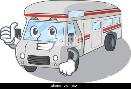 Divertente campervan fare in Thumbs su gesto Illustrazione Vettoriale