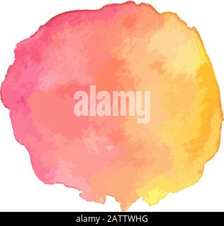 Illustrazione vettoriale di schizzi astratti di acquerello isolati su sfondo bianco. Colori positivi rosa e giallo brillante. Sfondo vibrante Illustrazione Vettoriale