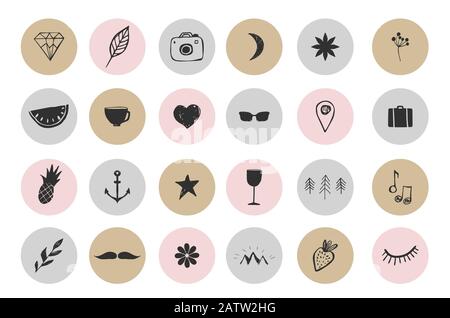 Highlights Storie Copre i social media più diffusi. Illustrazione Vettoriale