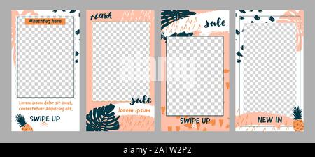Set di modelli con luogo per la foto per la creazione di storie per i social media più diffusi Illustrazione Vettoriale