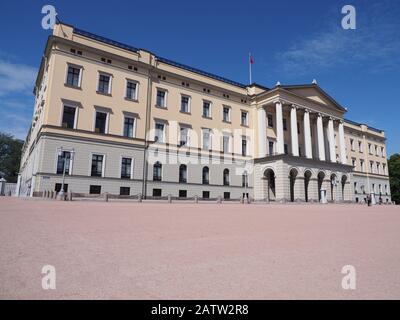 Palazzo panoramico nella capitale europea di Oslo a Ostlandet in Norvegia Foto Stock