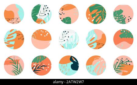 Highlights Stories Copre in astratto stile trendy per i social media popolari Illustrazione Vettoriale
