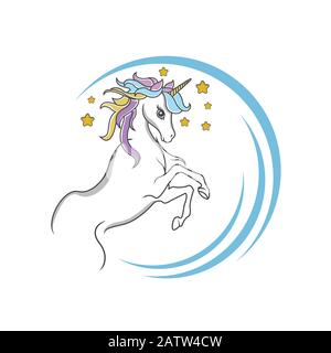 Unicorno magico - vettore. Cute unicorno faccia Illustrazione Vettoriale