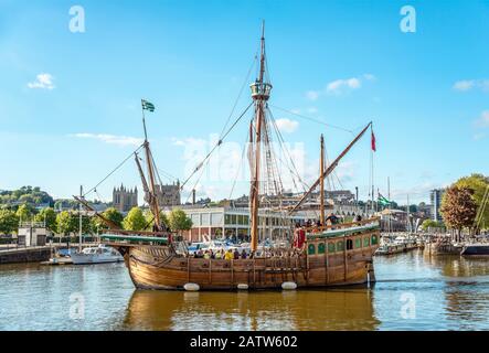 Matteo, una replica della nave che John Cabot e il suo equipaggio usata Barca a vela a Terranova in 1497, Bristol, Somerset, Inghilterra Foto Stock