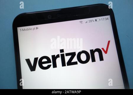 Logo Verizon Communications sullo smartphone Foto Stock