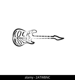 Icona chitarra vettore, strumento acustico segno Isolato su sfondo bianco. Stile Flat trendy per design grafico, logo, sito Web, social media, Illustrazione Vettoriale