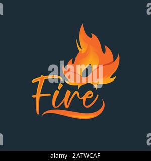 Modello vettoriale di disegno con logo Fire Flame. Illustrazione dell'icona del Logotipo del fuoco Illustrazione Vettoriale