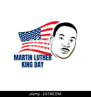 Martin luther king jr giorno Con bandiera americana. MLK Banner del giorno commemorativo. Illustrazione vettoriale modificabile. EPS 10 Illustrazione Vettoriale