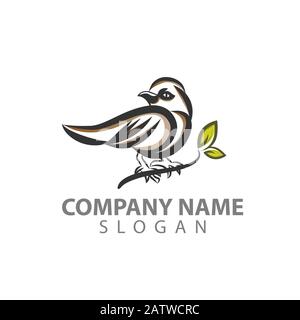 design del logo bird line art pronto per l'uso Illustrazione Vettoriale