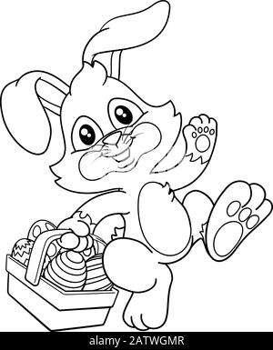 Coniglietto di pasqua Uova di coniglio cesto Cartoon Illustrazione Vettoriale