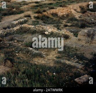 Celtiberian sito di San Miguel. Età del ferro II. 6th-3rd secoli BC. Vista parziale delle rovine. Arnedo, La Rioja, Spagna. Foto Stock