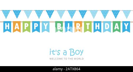 È un biglietto di auguri di benvenuto per bambino per il vettore di nascita illustrazione EPS10 Illustrazione Vettoriale