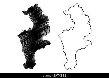 Distretto di Prizren(Repubblica del Kosovo e Metohija, Distretti del Kosovo, Repubblica di Serbia) mappa illustrazione vettoriale, scribble schizzo Prizren mappa Illustrazione Vettoriale