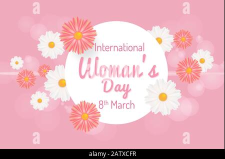 Giornata Internazionale Della Donna. Biglietto d'auguri per 8th di marzo. Sfondo dell'illustrazione del vettore Illustrazione Vettoriale