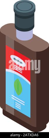 Icona del flacone di sciroppo di tosse, stile isometrico Illustrazione Vettoriale