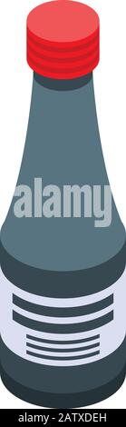 Icona del flacone di sciroppo medico, stile isometrico Illustrazione Vettoriale