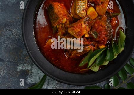 Kerala Kuttanadan Pesce Rosso Speziato / Meen Curry, Vista Aerea Foto Stock