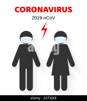 Coronavirus cinese pericoloso. Il Romanzo di Wuhan coronavirus 2019-nCoV. Persone in respiratori. Rischio sanitario pandemico. Illustrazione del vettore Illustrazione Vettoriale