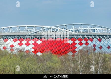Vista dell'ingresso della Otktie Arena. Stadio della squadra di calcio Spartak. Foto Stock
