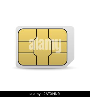 Scheda sim nano mobile. Chip siimcard telefono isolato Illustrazione Vettoriale
