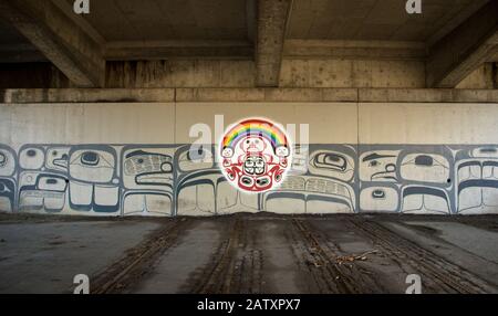 Vancouver graffiti sotto il ponte Foto Stock