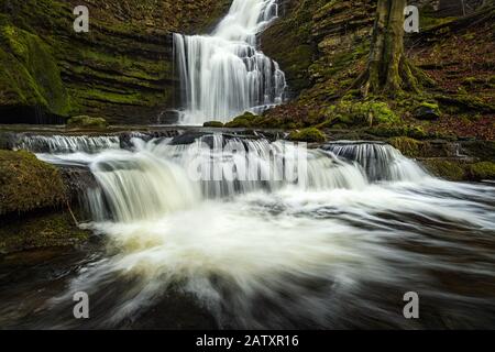 Cascata Della Forza Di Scaleber Vicino A Settle Nel Parco Nazionale Di Yorkshire Dales, Regno Unito Foto Stock