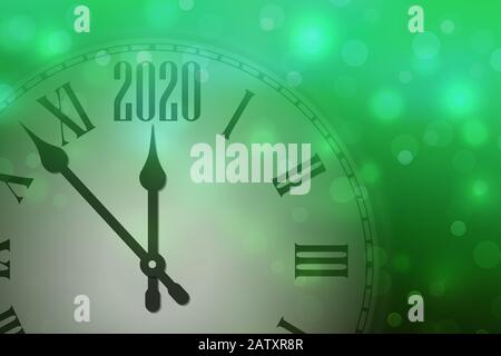 Felice anno nuovo 2020 celebrare banner con orologio Illustrazione Vettoriale