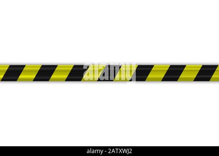 Attenzione polizia nero e giallo bordo a strisce illustrazione vettore. Striscia di bordo web, banner di avviso Illustrazione Vettoriale