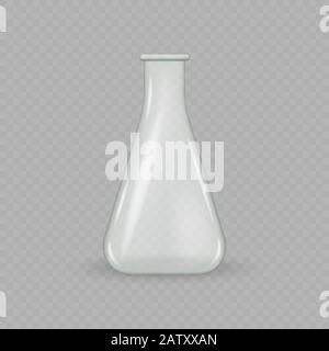 provetta in vetro da laboratorio realistica 3d Illustrazione Vettoriale