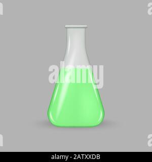 provetta in vetro da laboratorio realistica 3d Illustrazione Vettoriale