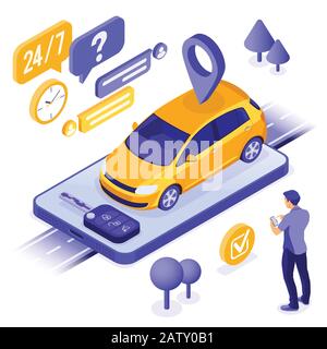 Car Sharing il concetto di servizio Illustrazione Vettoriale