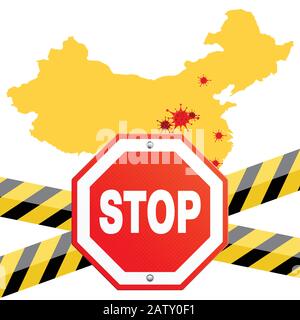 Stop 2019-Ncov Coronavirus Concept Illustrazione Vettoriale