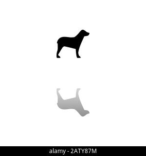 Cane. Simbolo nero su sfondo bianco. Illustrazione semplice. Icona Vettore Piatto. Riflessione Speculare Shadow. Può essere usato in logo, web, mobile e UI UX pro Illustrazione Vettoriale