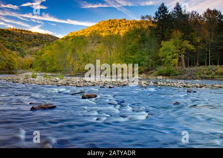 Loyalsock Creek è un affluente lungo 64 miglia del fiume Susquehanna, una delle principali attrazioni naturali del World's End state Par Foto Stock